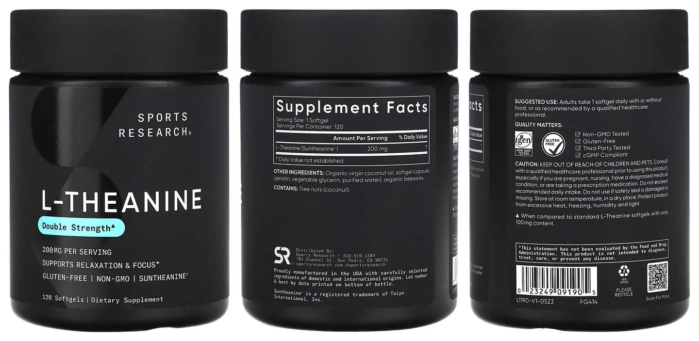 Sports Research, L-Theanine packaging