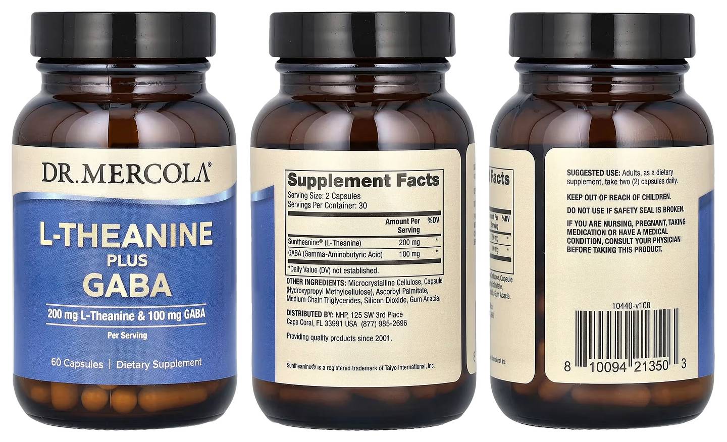 Dr. Mercola, L-Theanine Plus Gaba packaging