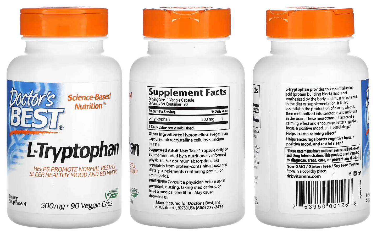 Doctor's Best, L-Tryptophan packaging