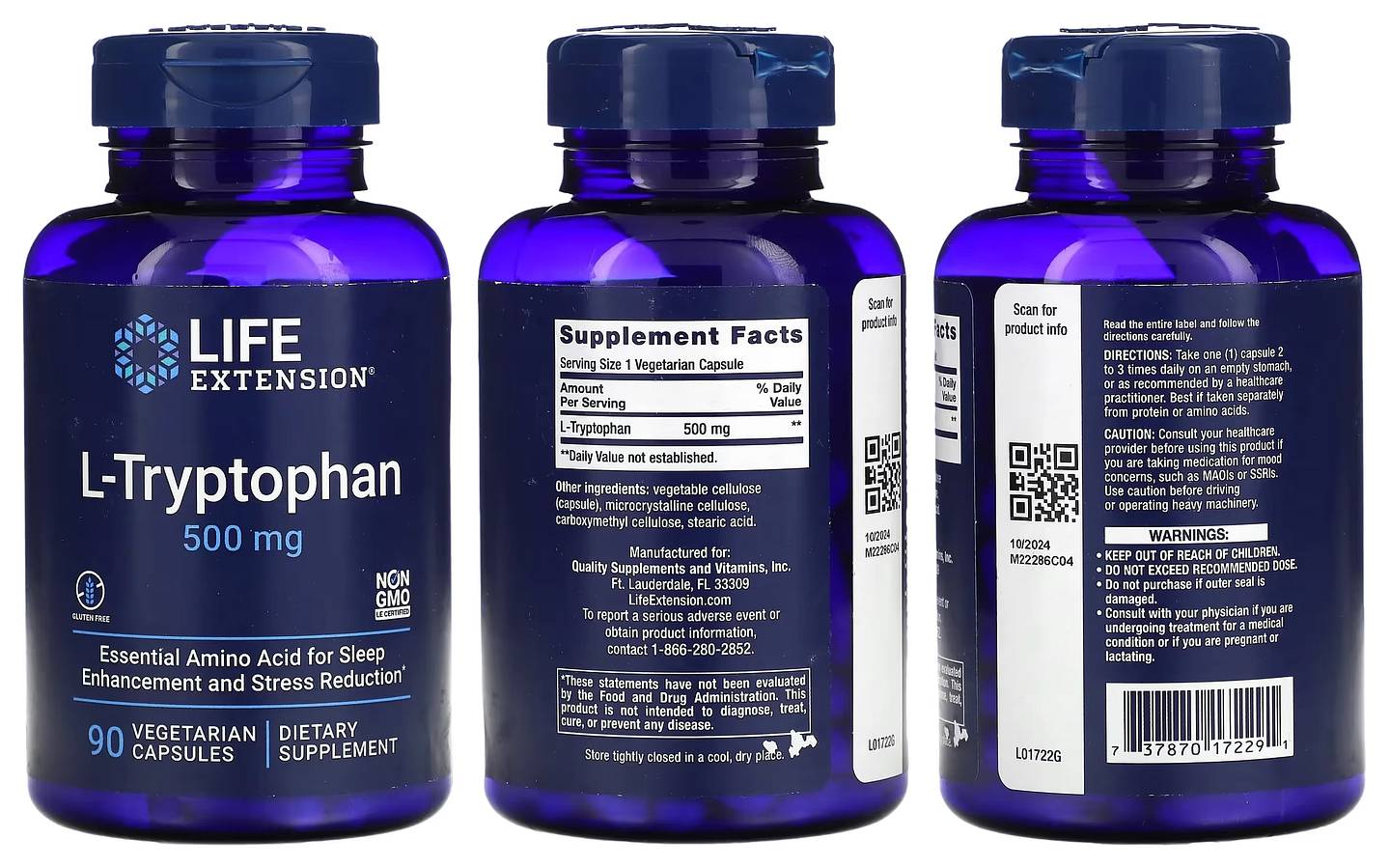 Life Extension, L-Tryptophan packaging