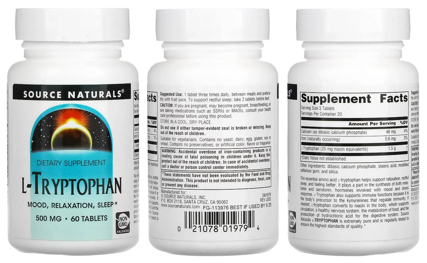 Source Naturals, L-Tryptophan packaging