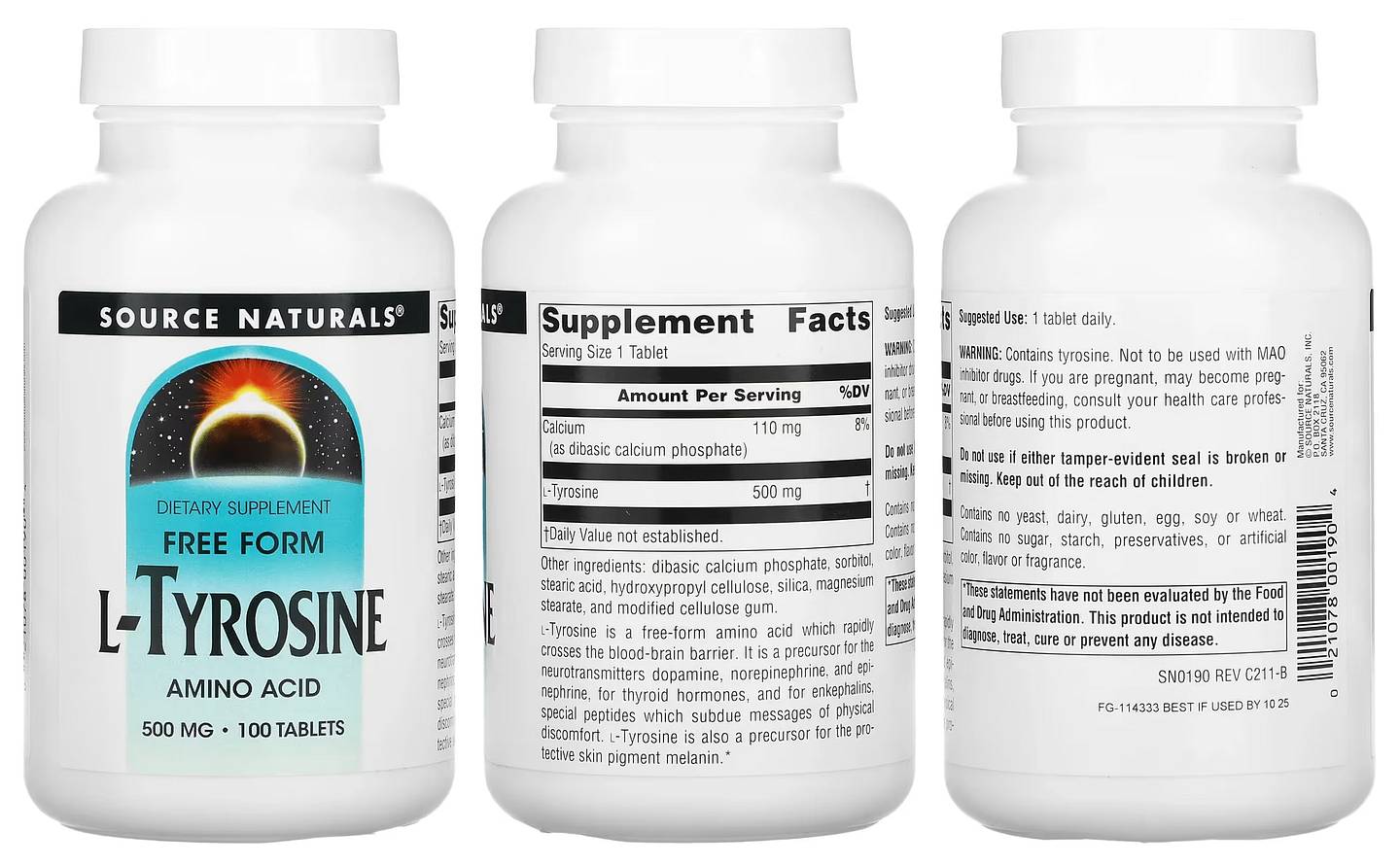 Source Naturals, L-Tyrosine packaging