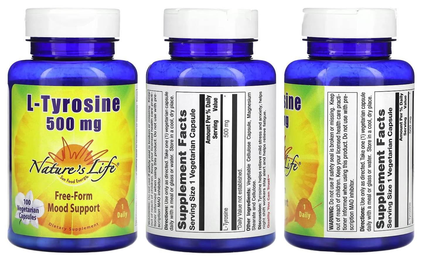 Nature's Life, L-Tyrosine packaging