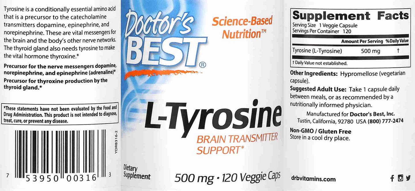 Doctor's Best, L-Tyrosine label