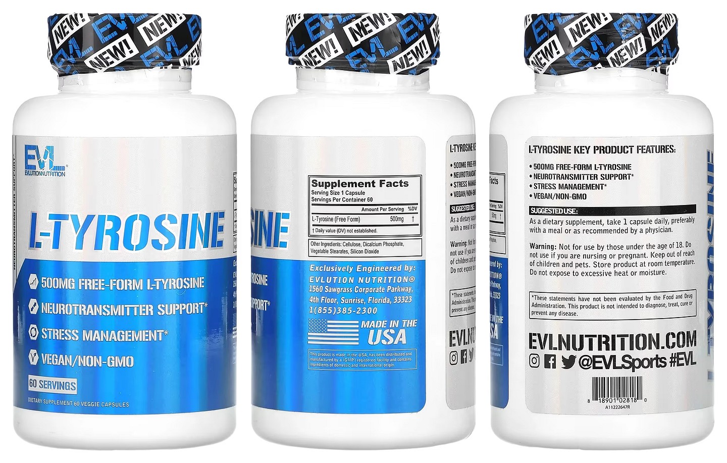 EVLution Nutrition, L-Tyrosine packaging