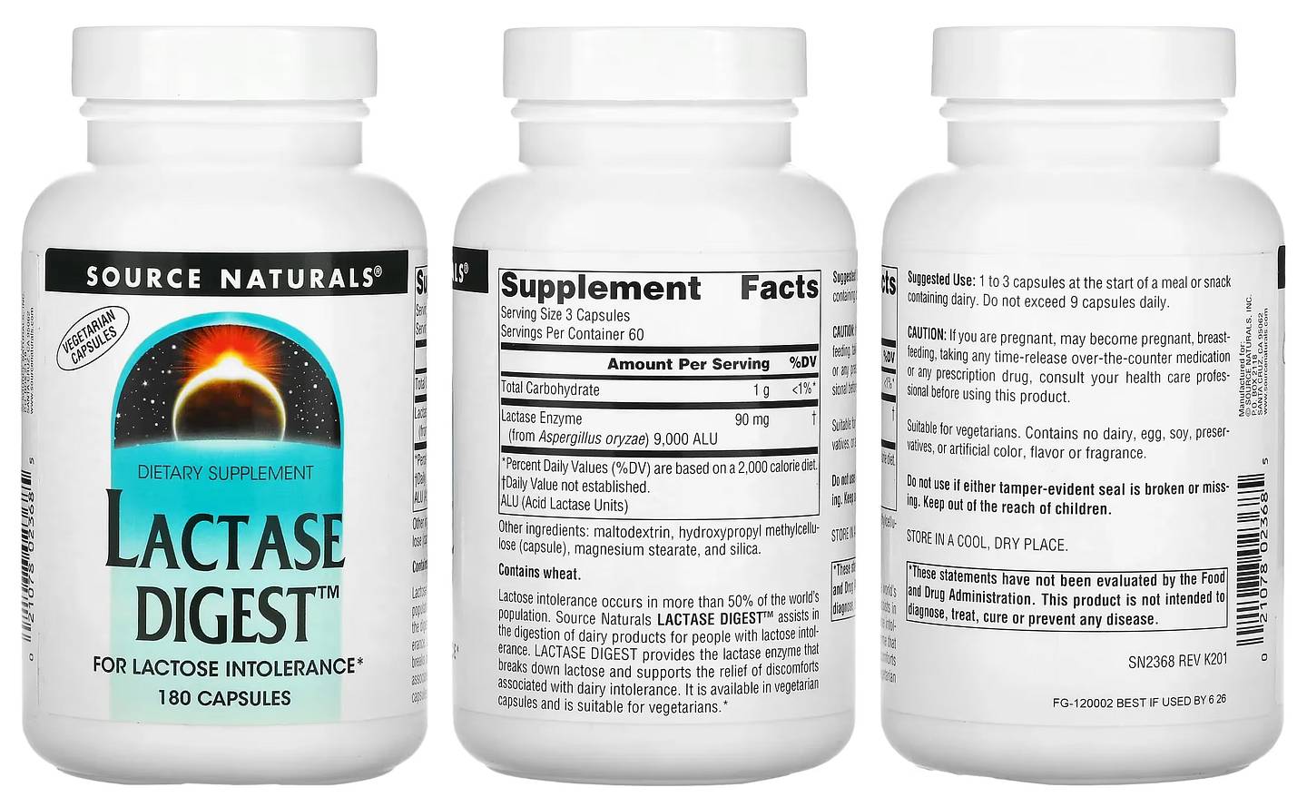 Source Naturals, Lactase Digest packaging