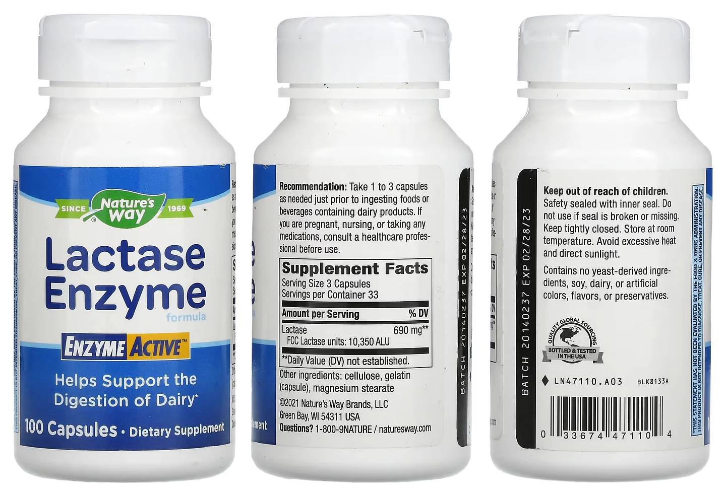 Nature's Way, Lactase Enzyme Formula packaging