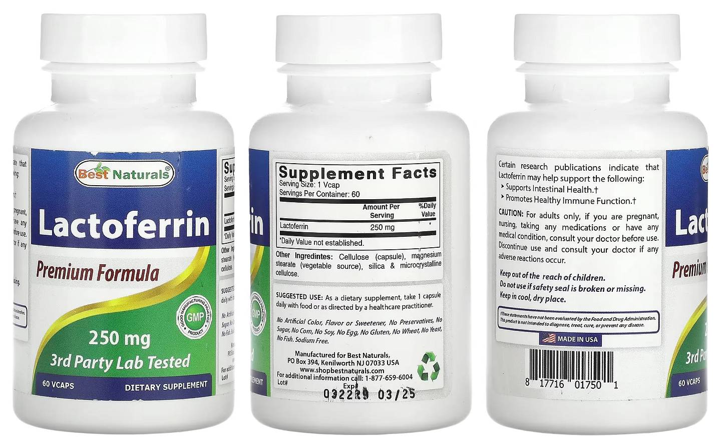 Best Naturals, Lactoferrin packaging