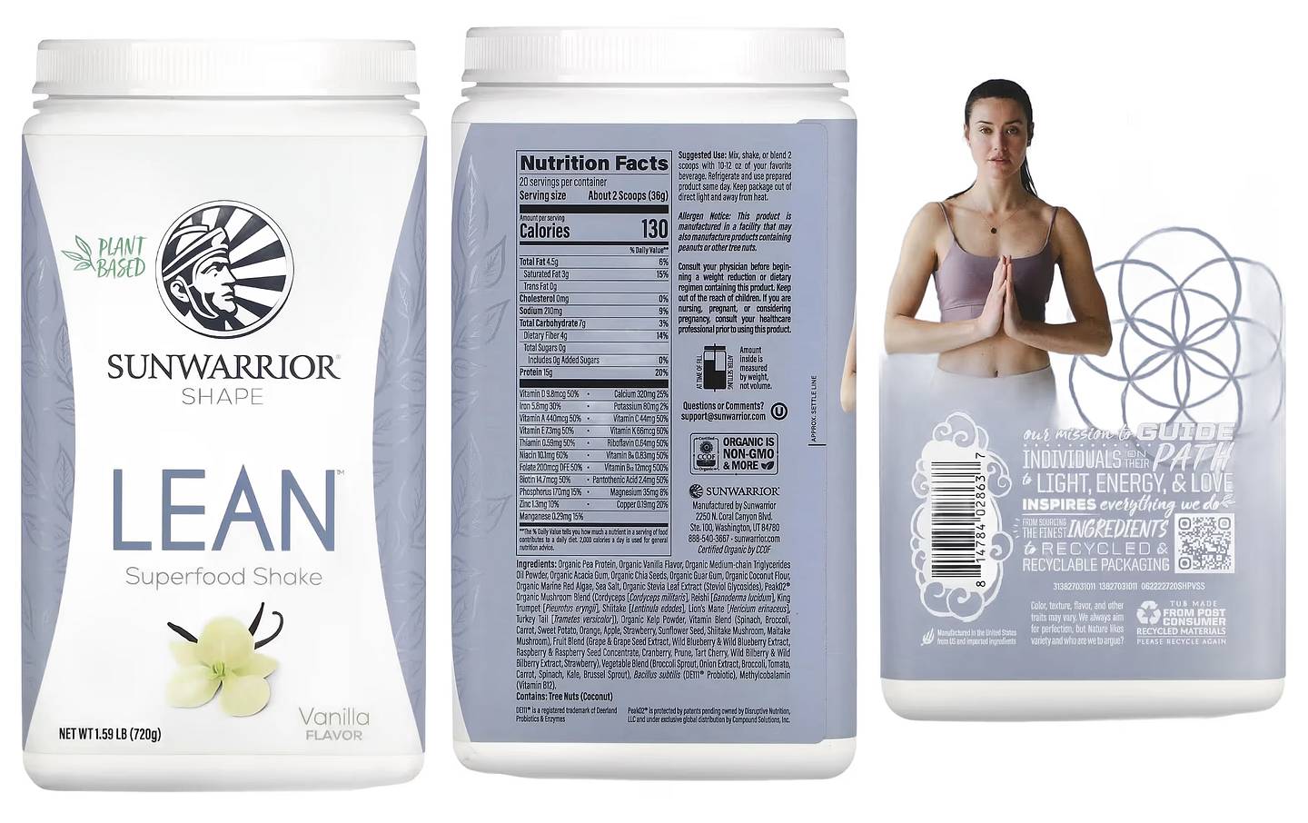 Sunwarrior, Lean Superfood Shake, Vanilla packaging