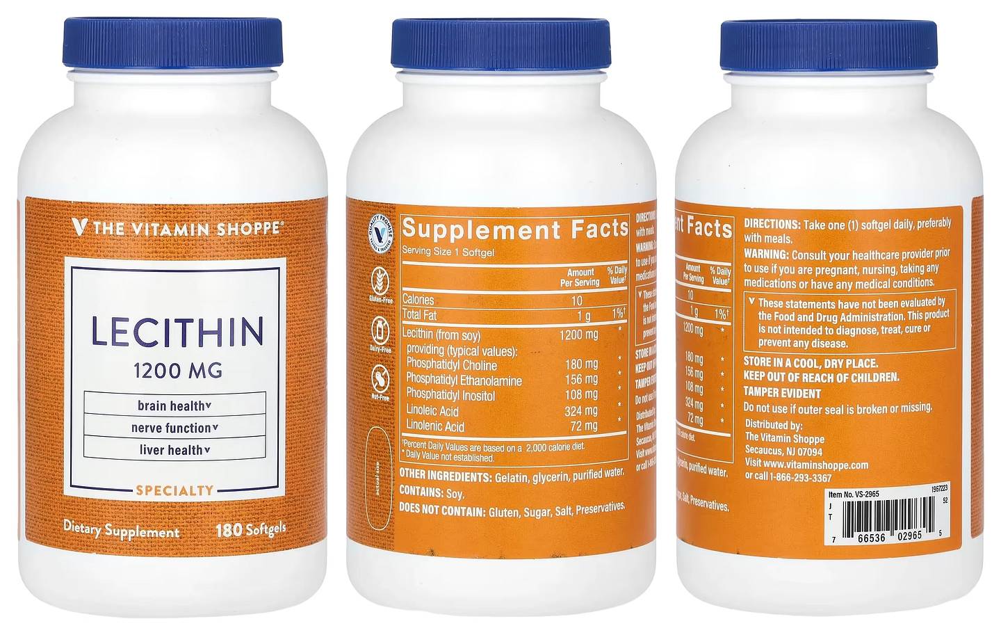 The Vitamin Shoppe, Lecithin, 1,200 mg packaging