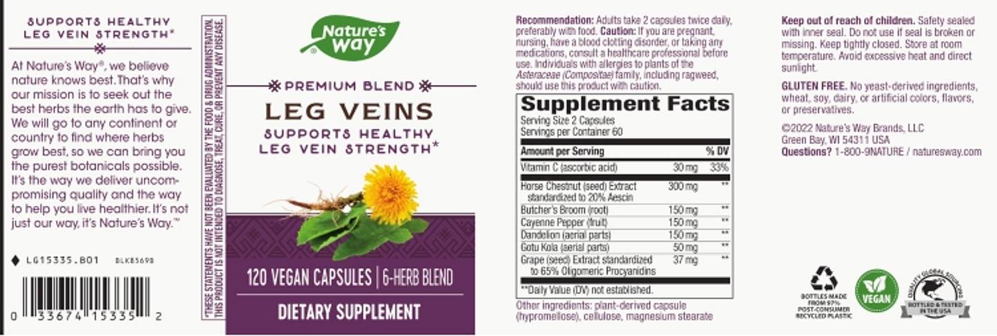 Nature's Way, Leg Veins, Premium Blend label