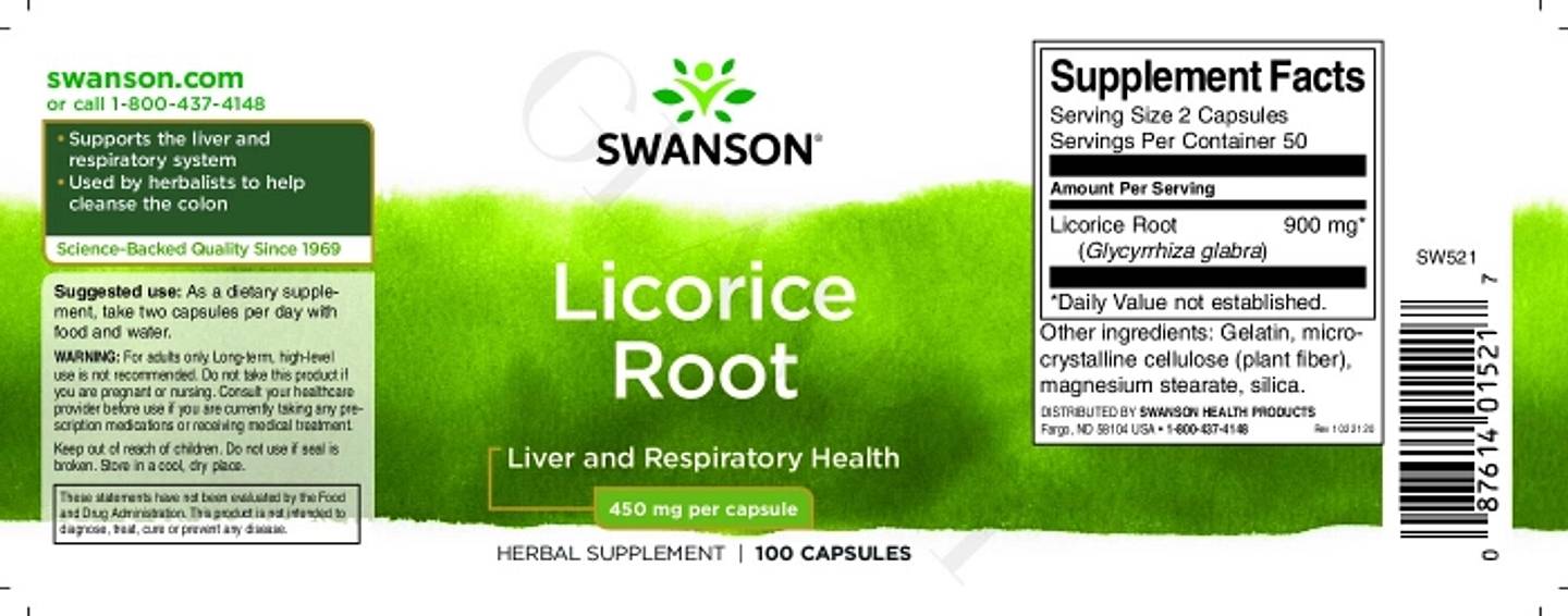 Swanson, Licorice Root label