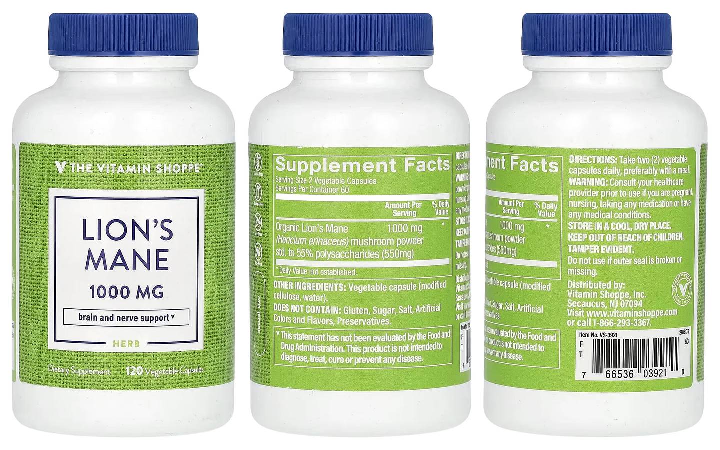 The Vitamin Shoppe, Lion's Mane packaging