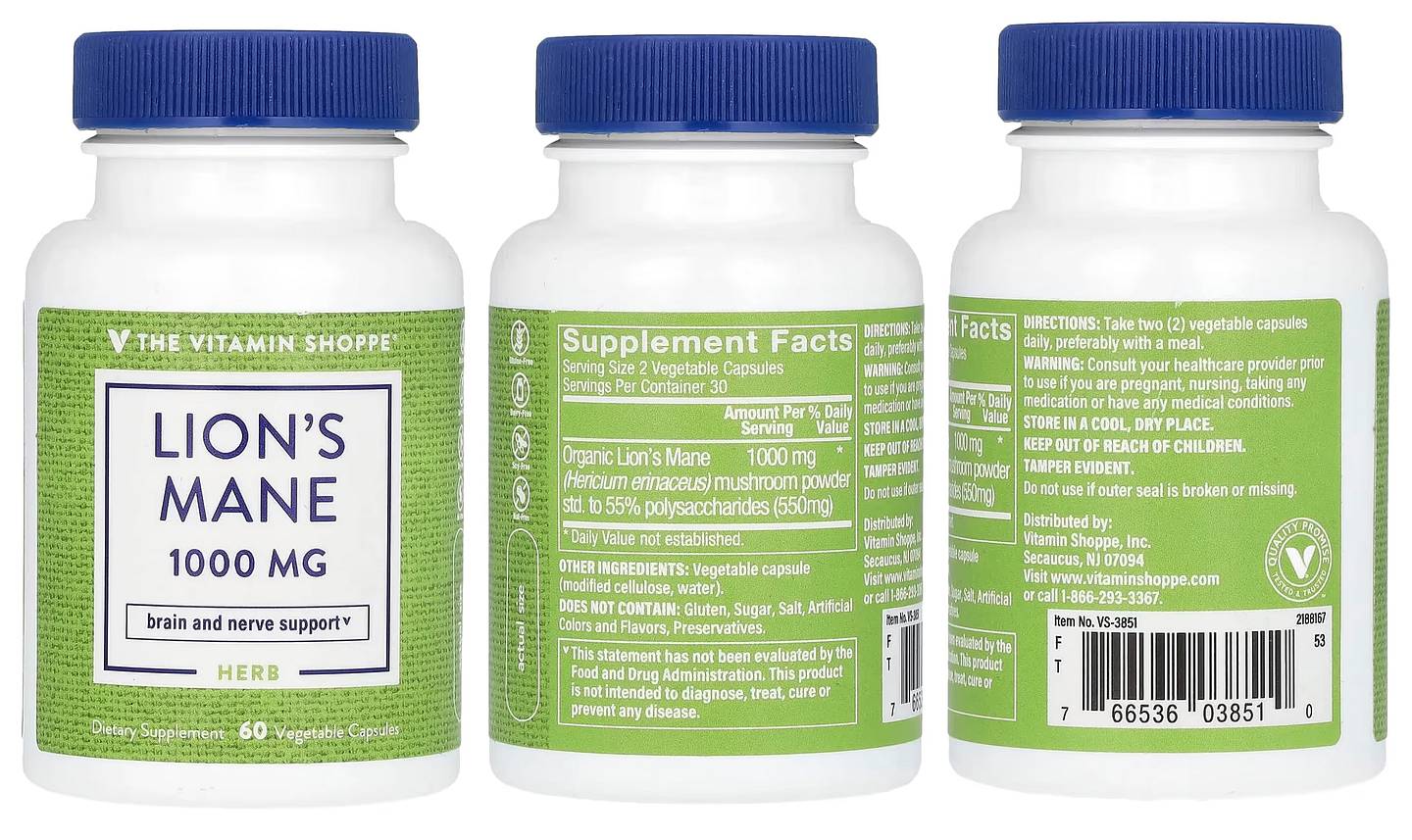 The Vitamin Shoppe, Lion's Mane packaging