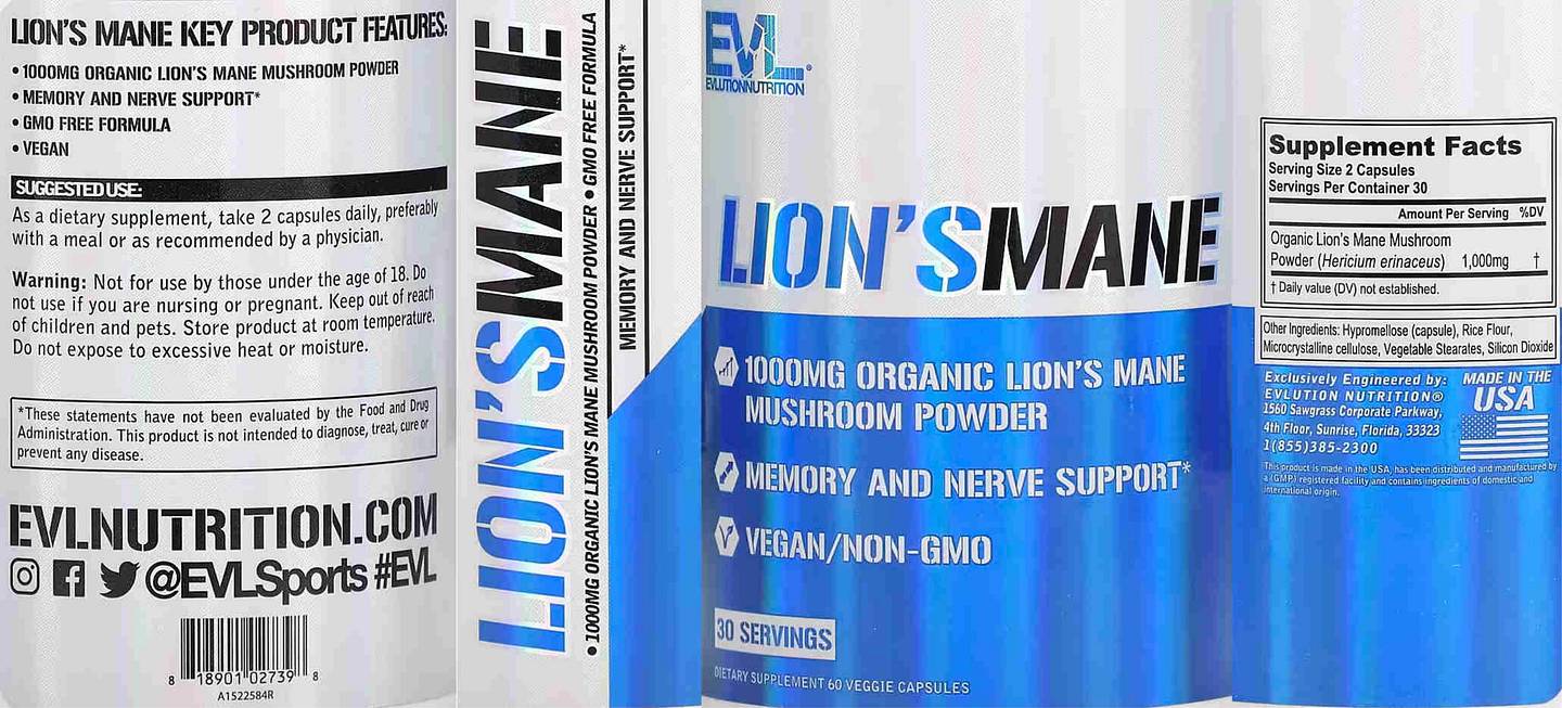 EVLution Nutrition, Lion's Mane label