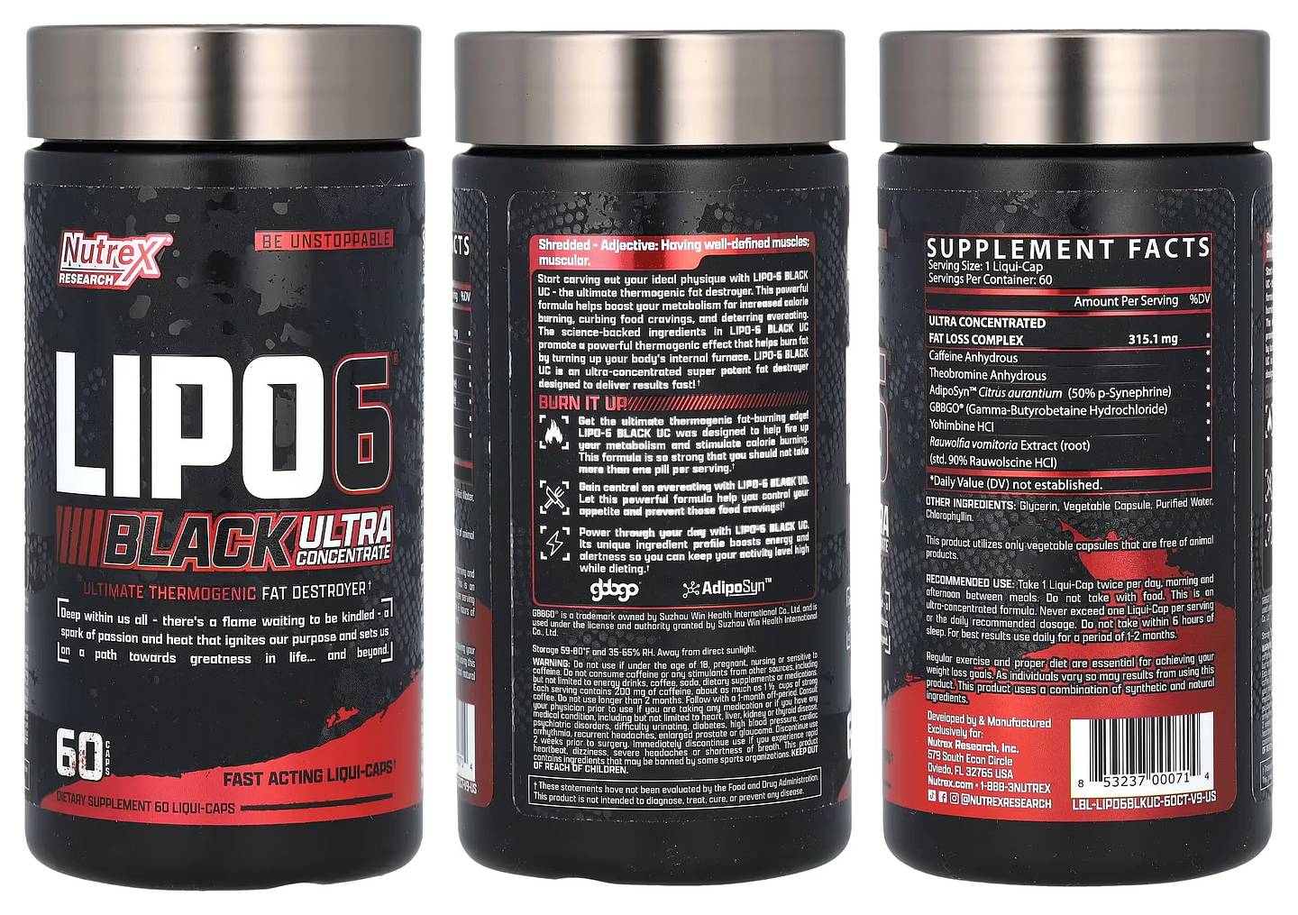 Nutrex Research, LIPO-6 Black Ultra Concentrate packaging