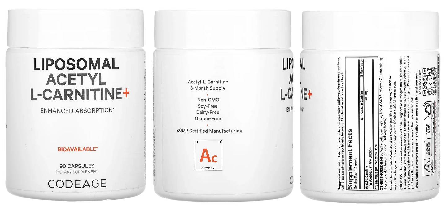 Codeage, Liposomal Acetyl L-Carnitine+ packaging