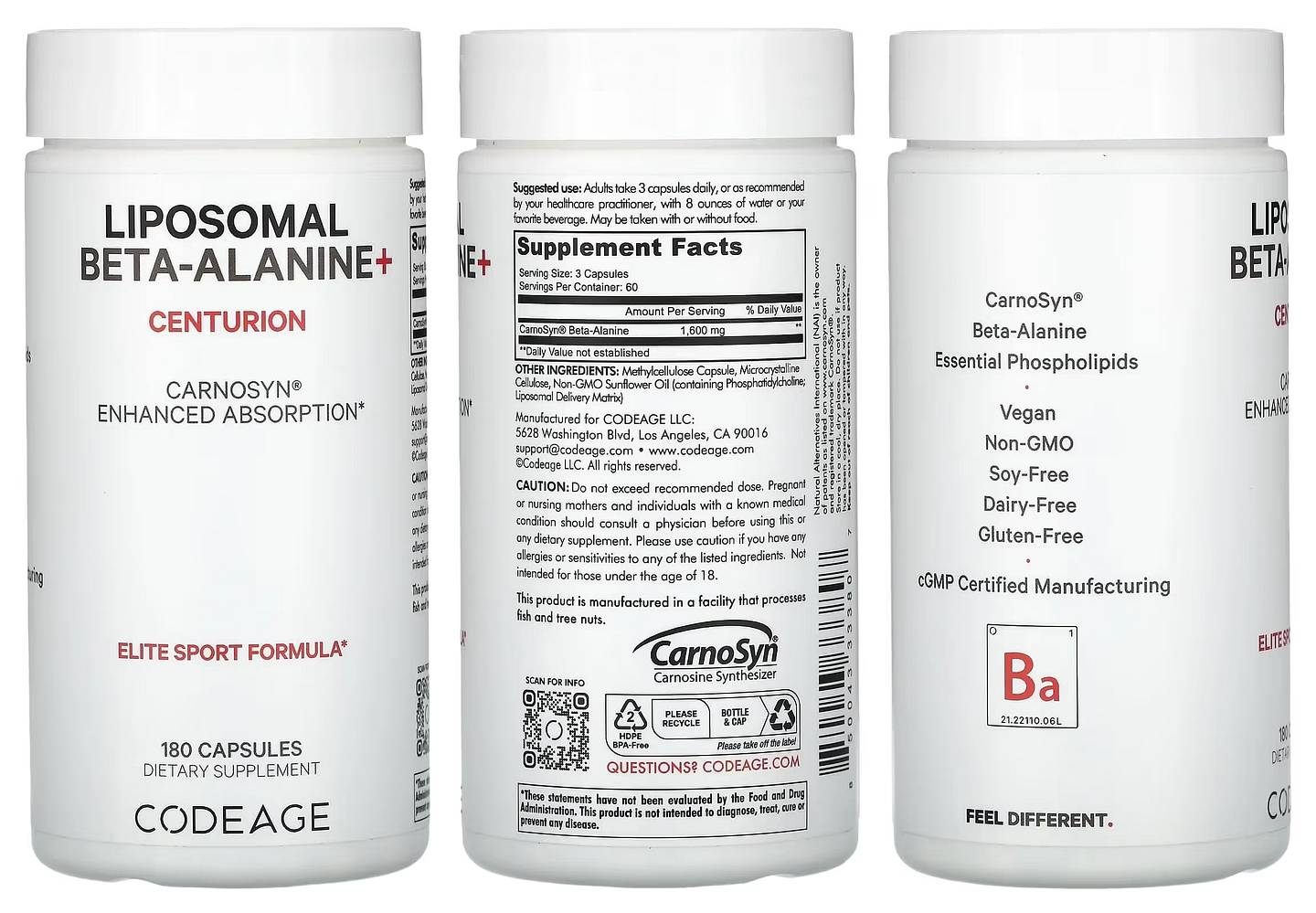 Codeage, Liposomal Beta-Alanine+ packaging