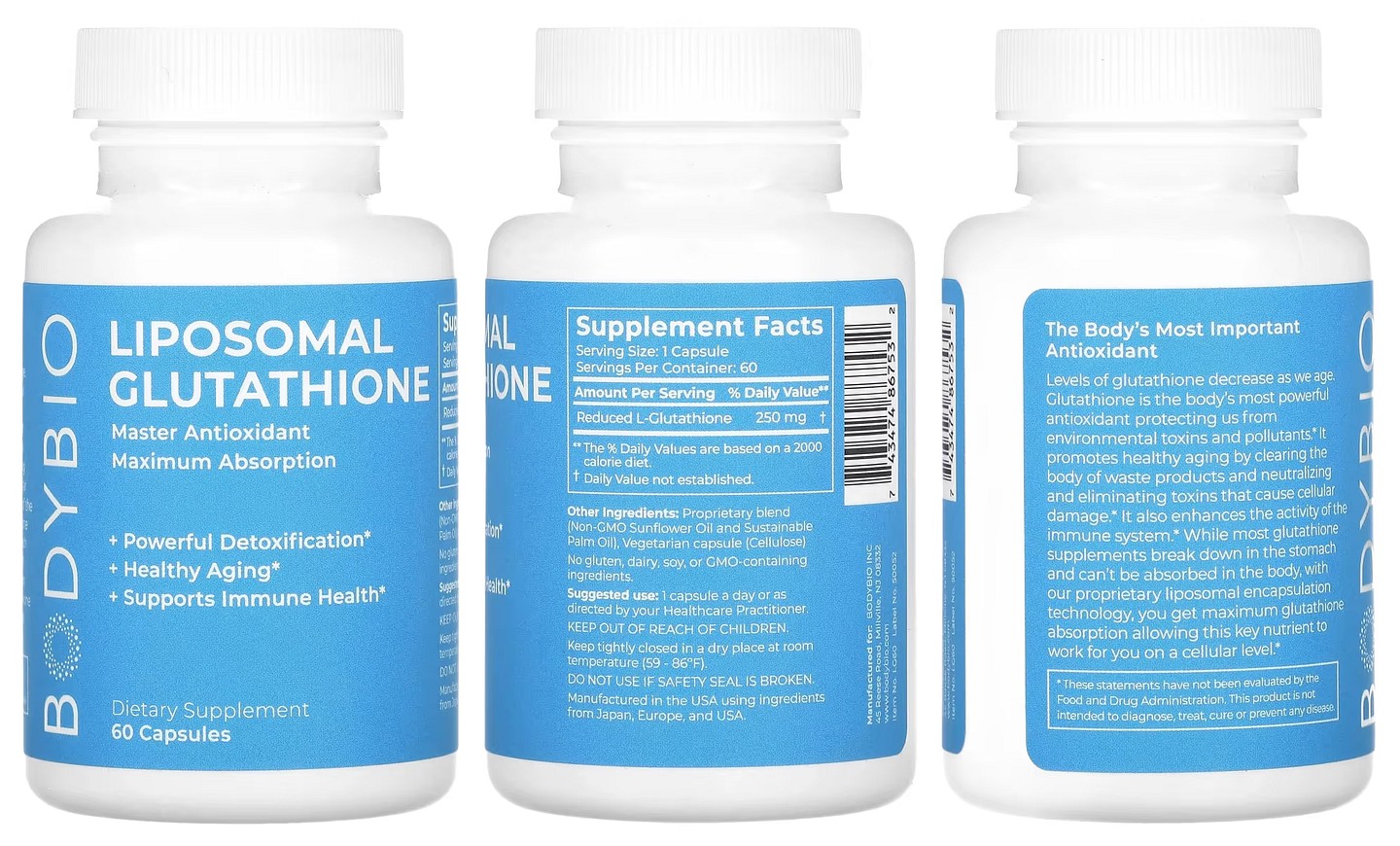 BodyBio, Liposomal Glutathione packaging