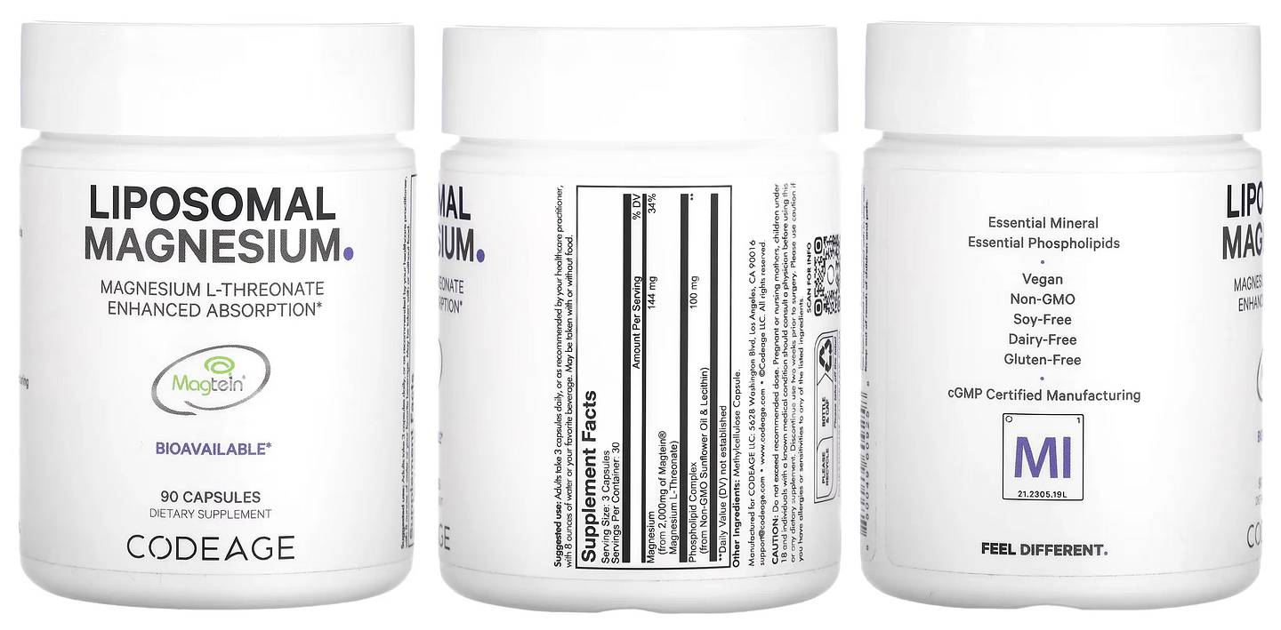 Codeage, Liposomal Magnesium L-Threonate packaging