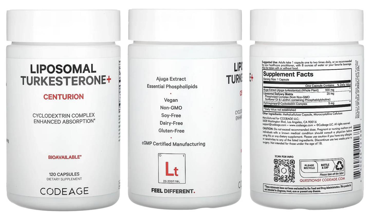 Codeage, Liposomal Turkesterone+ Centurion packaging