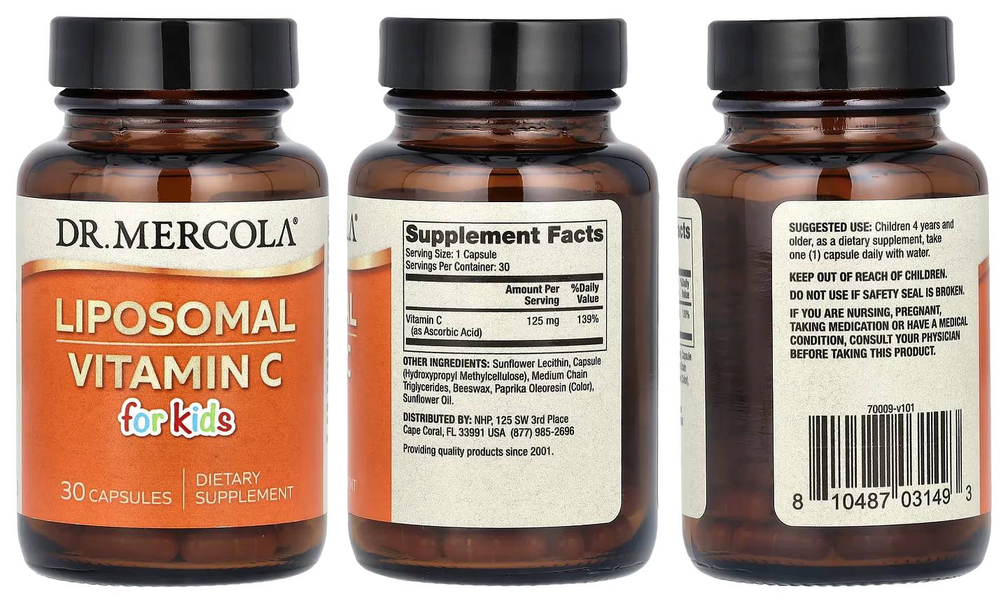 Dr. Mercola, Liposomal Vitamin C for Kids packaging