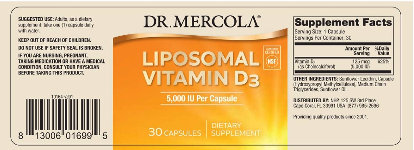 Dr. Mercola, Liposomal Vitamin D3 label