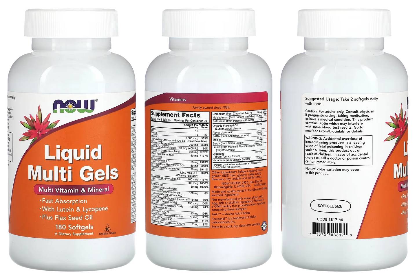 NOW Foods, Liquid Multi Gels packaging