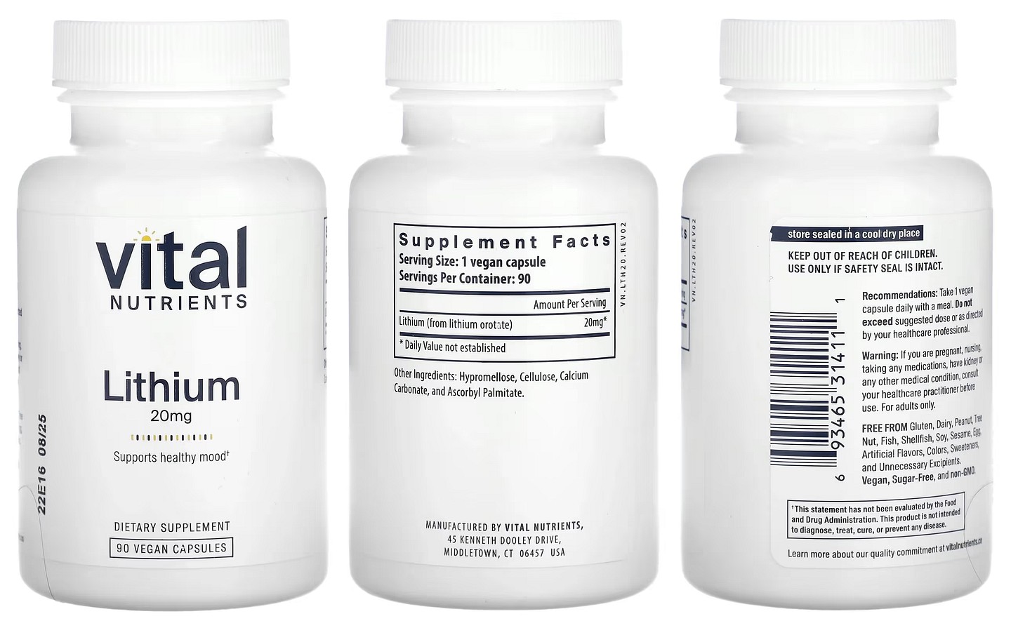 Vital Nutrients, Lithium packaging