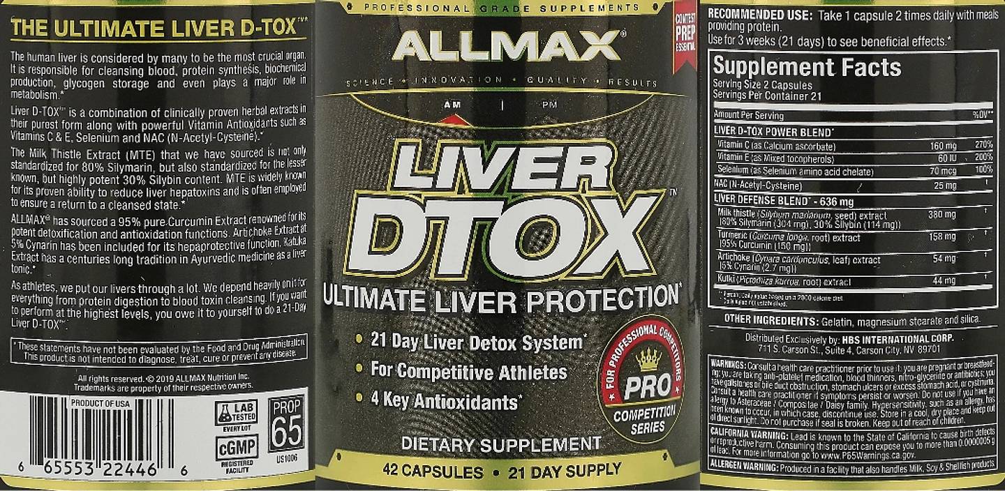 ALLMAX, Liver Dtox Ultimate Liver Protection label