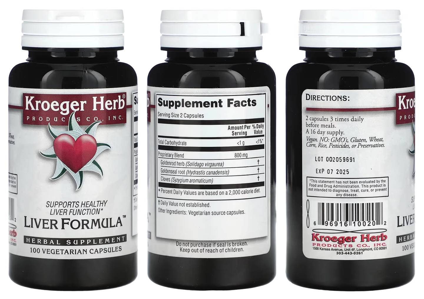 Kroeger Herb Products, Liver Formula packaging