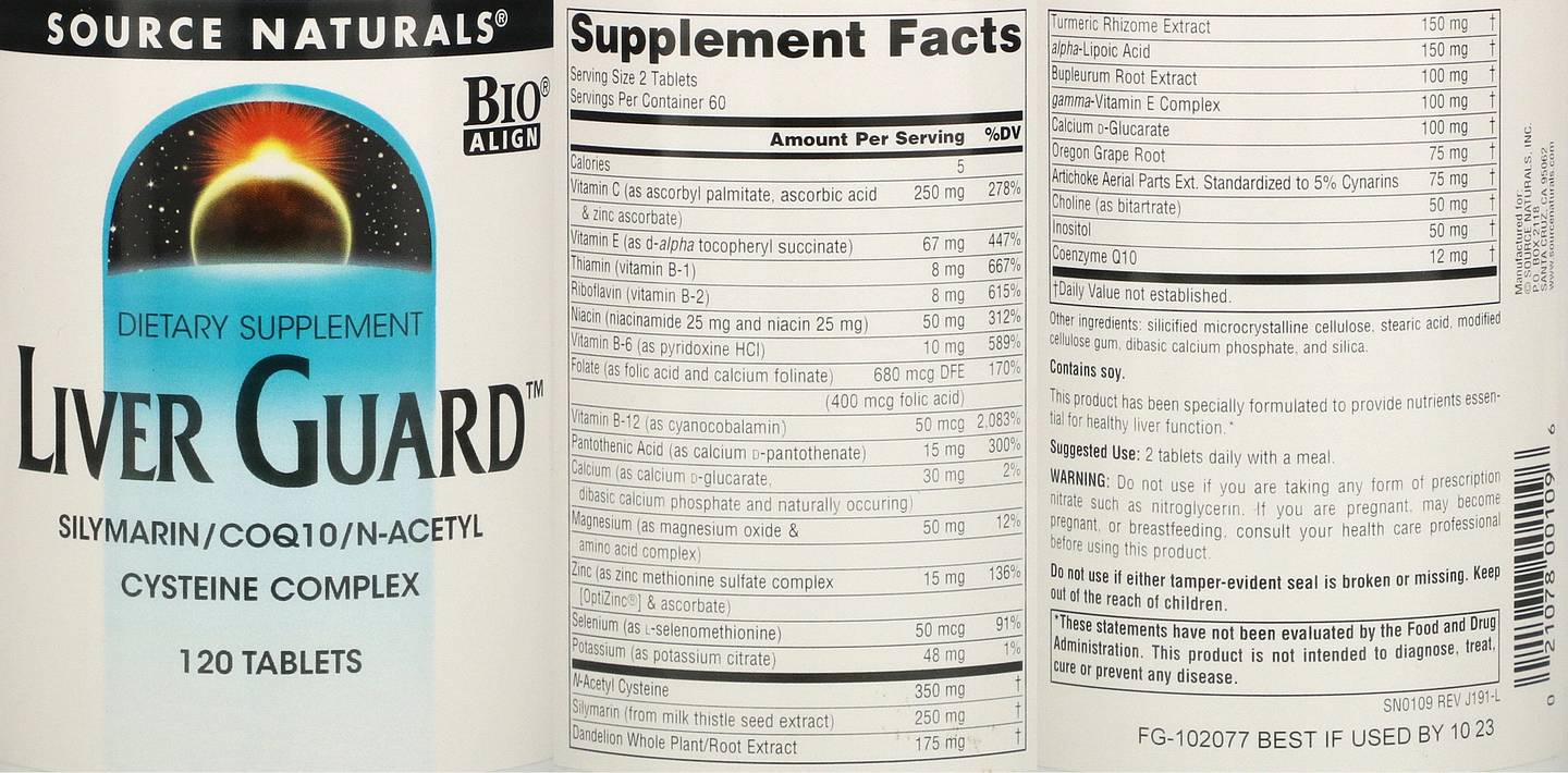 Source Naturals, Liver Guard label