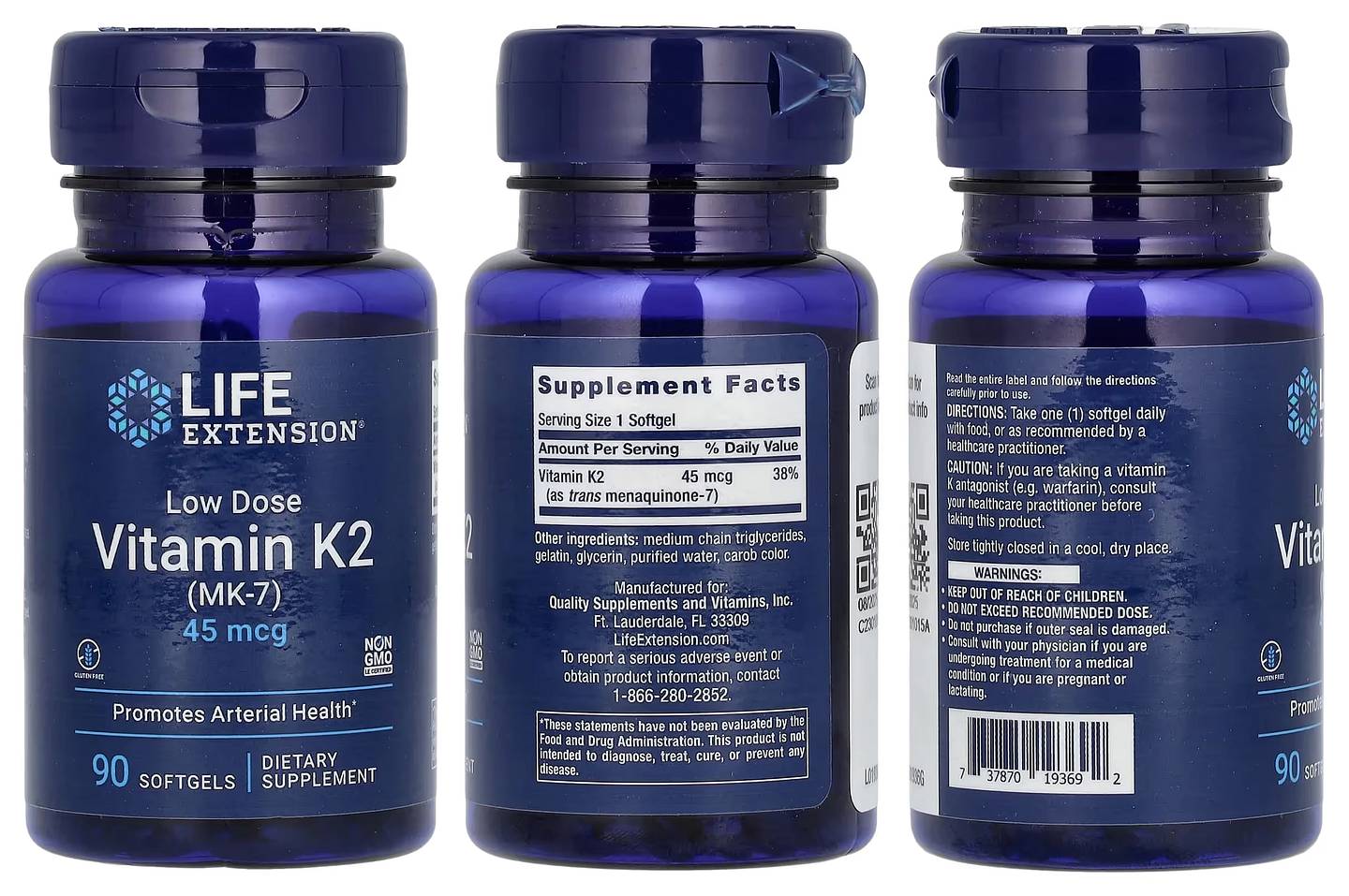 Life Extension, Low Dose Vitamin K2 (MK-7) packaging