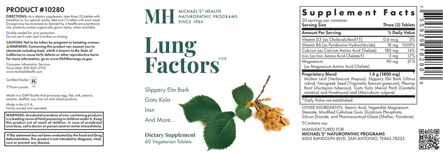 Michael's Naturopathic, Lung Factors label