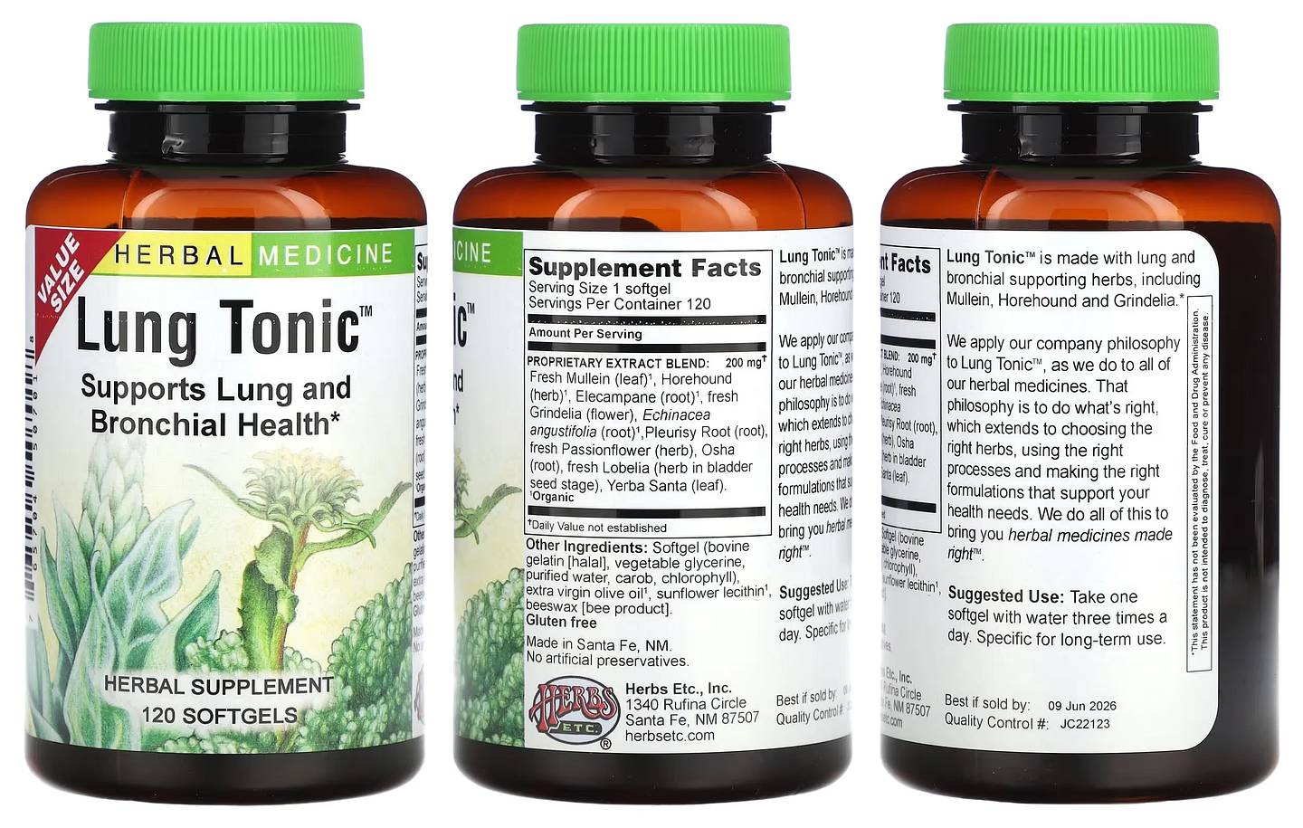 Herbs Etc, Lung Tonic packaging
