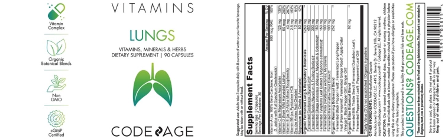 Codeage, Lungs Vitamins + label