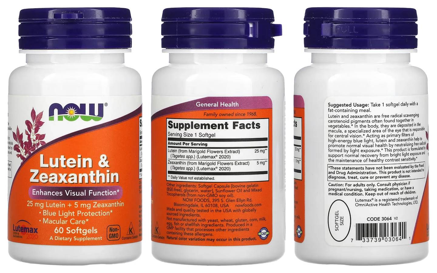 NOW Foods, Lutein & Zeaxanthin packaging