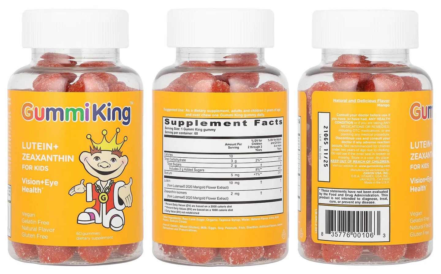 GummiKing, Lutein + Zeaxanthin Gummies for Kids packaging