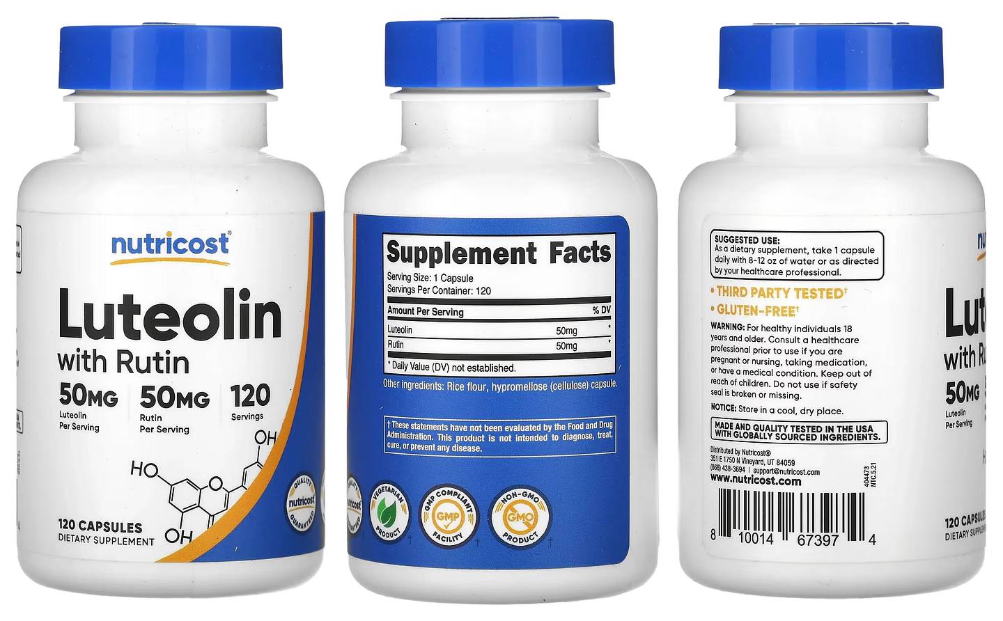 Nutricost, Luteolin With Rutin packaging