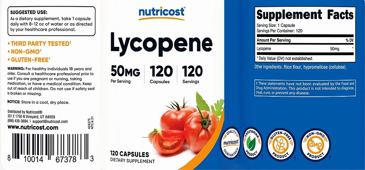 Nutricost, Lycopene label