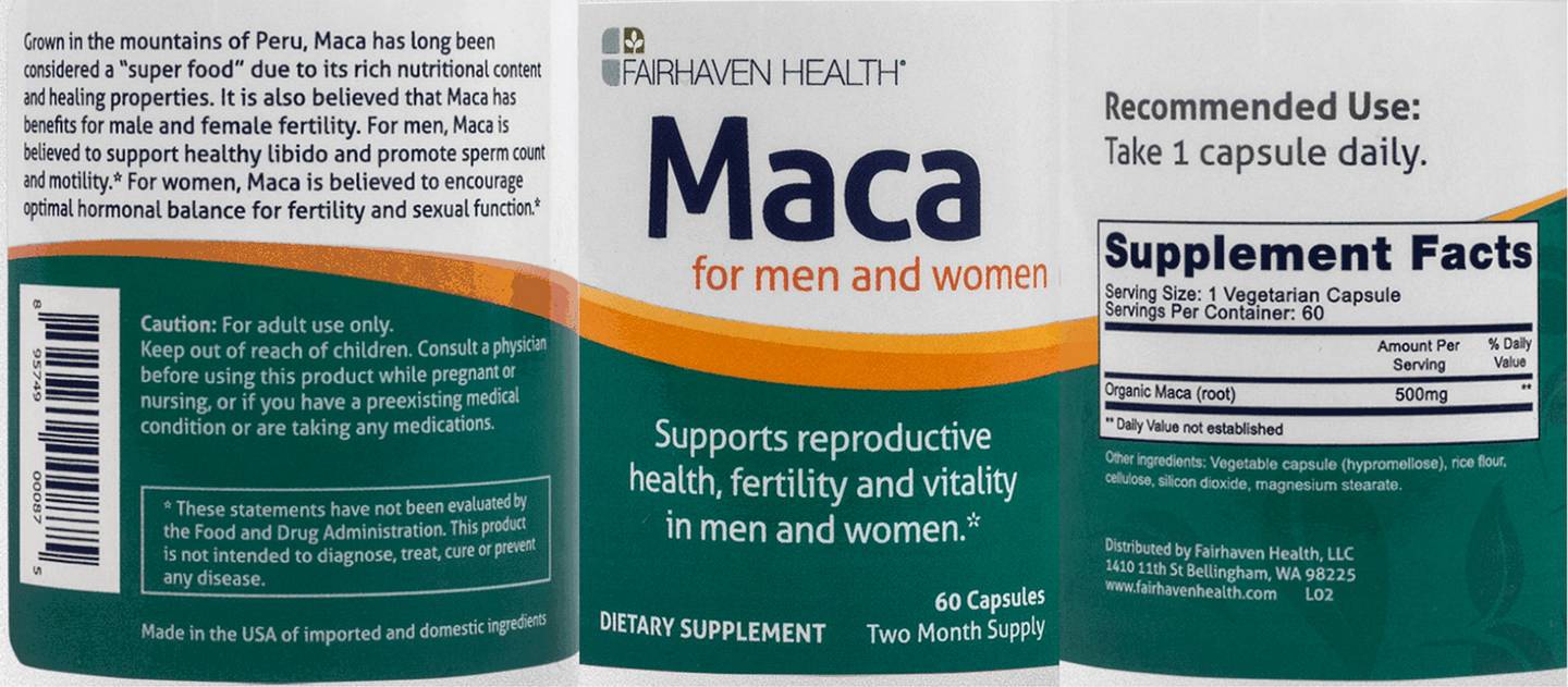 Fairhaven Health, Maca label