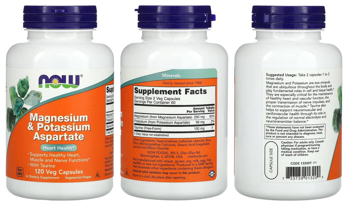 NOW Foods, Magnesium & Potassium Aspartate packaging