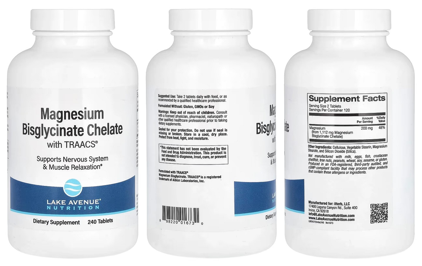 Lake Avenue Nutrition, Magnesium Bisglycinate Chelate with TRAACS® packaging