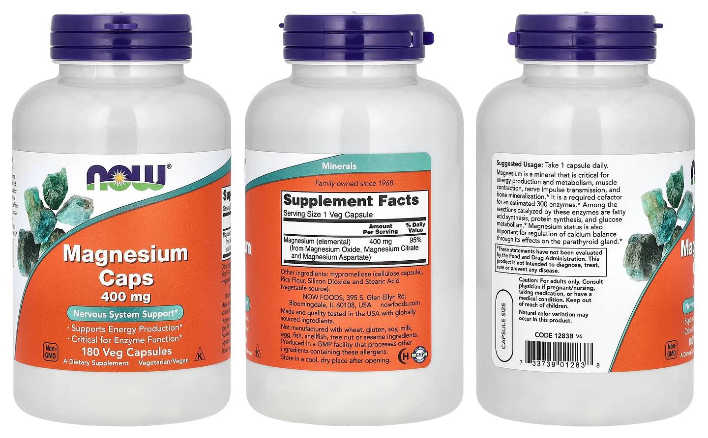 NOW Foods, Magnesium Caps packaging