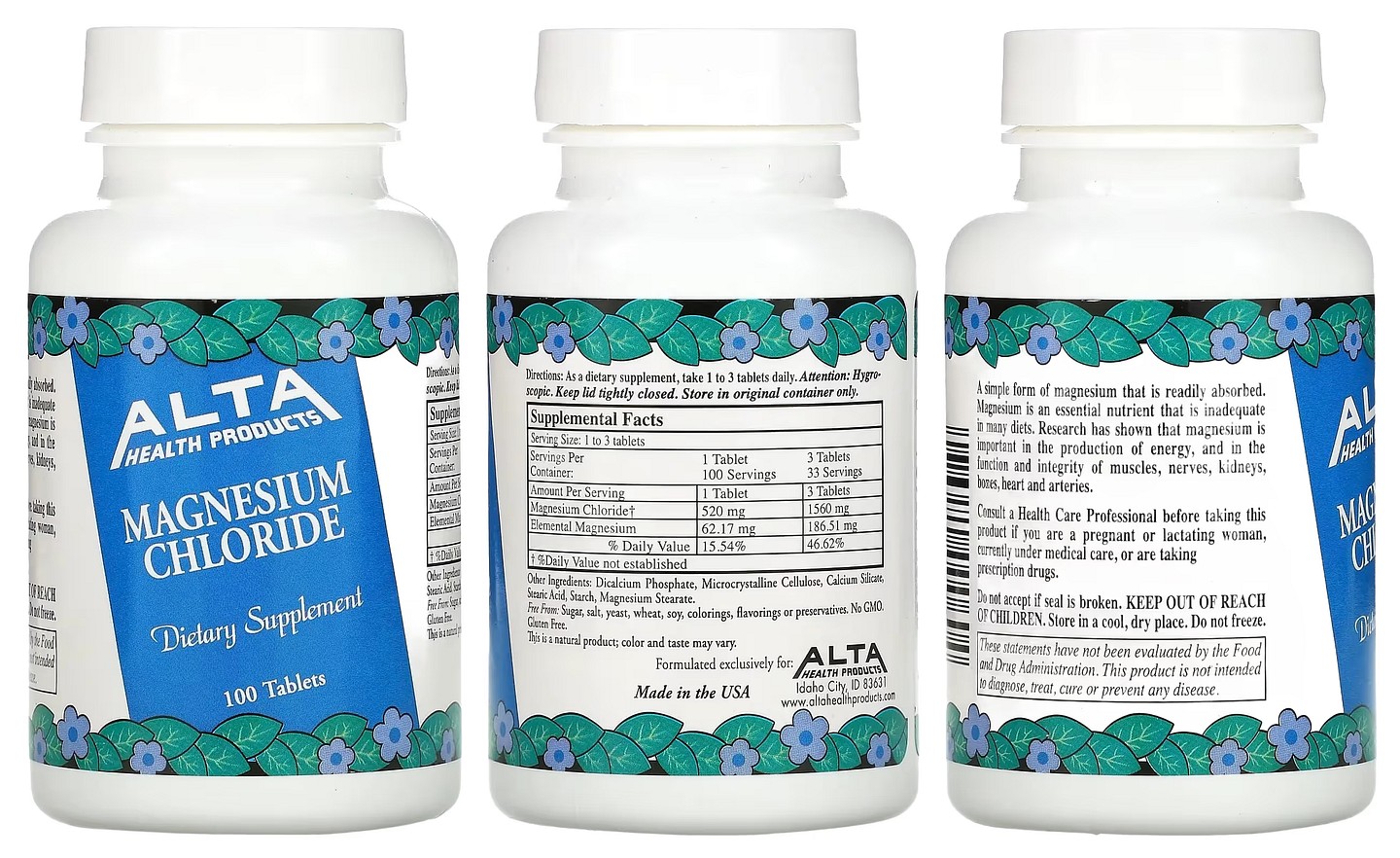 Alta Health, Magnesium Chloride packaging
