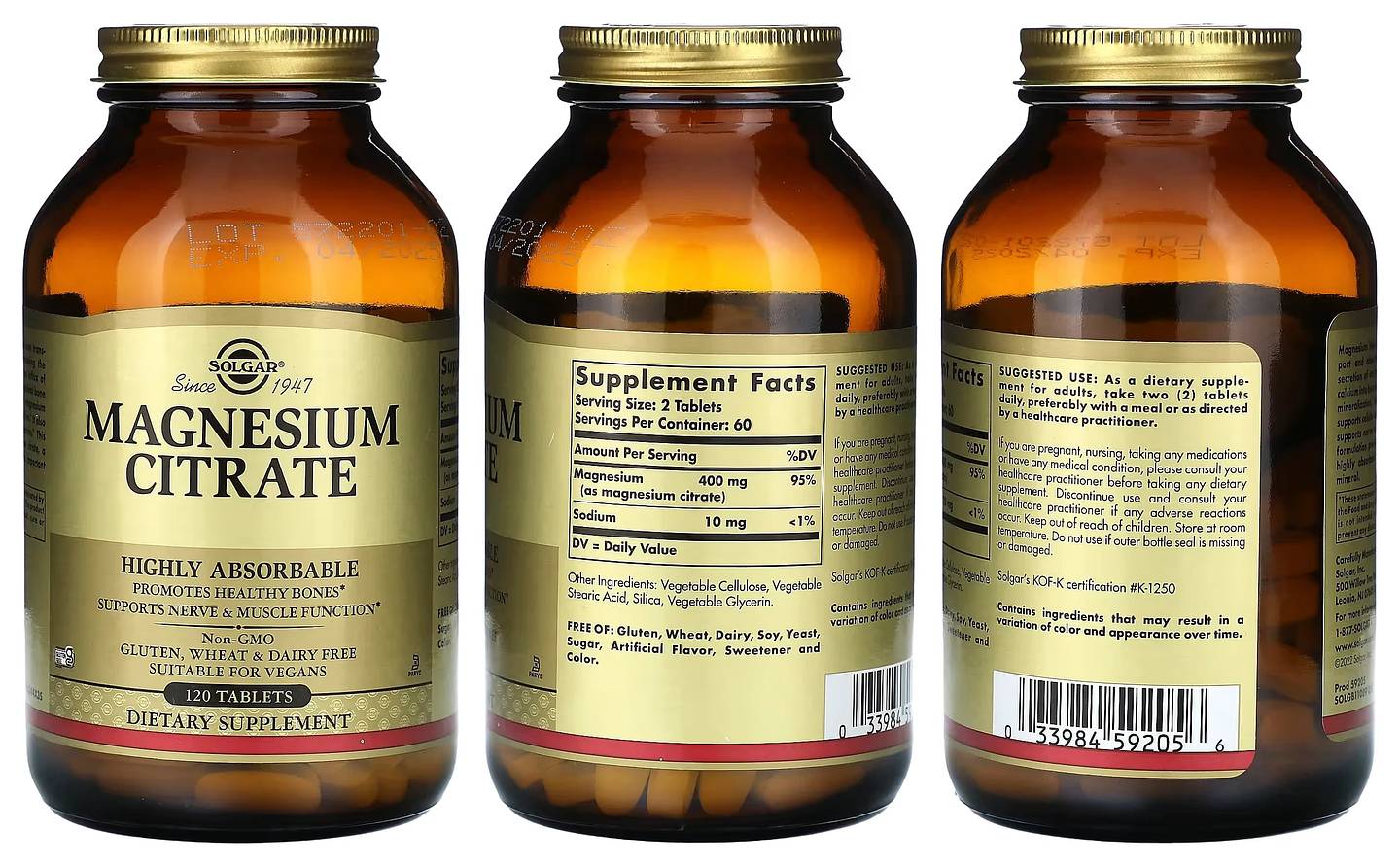 Solgar, Magnesium Citrate packaging