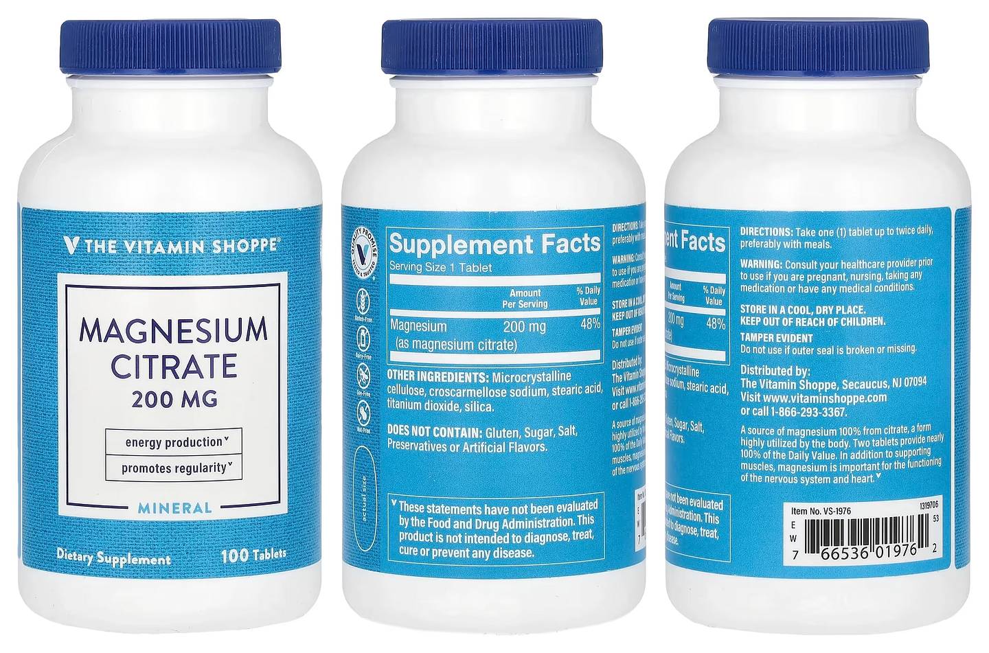 The Vitamin Shoppe, Magnesium Citrate packaging