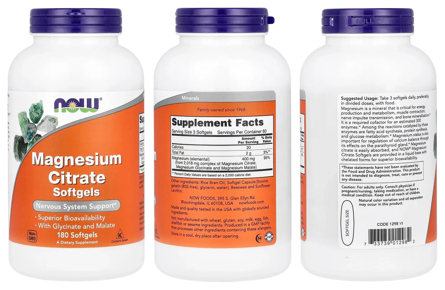 NOW Foods, Magnesium Citrate packaging
