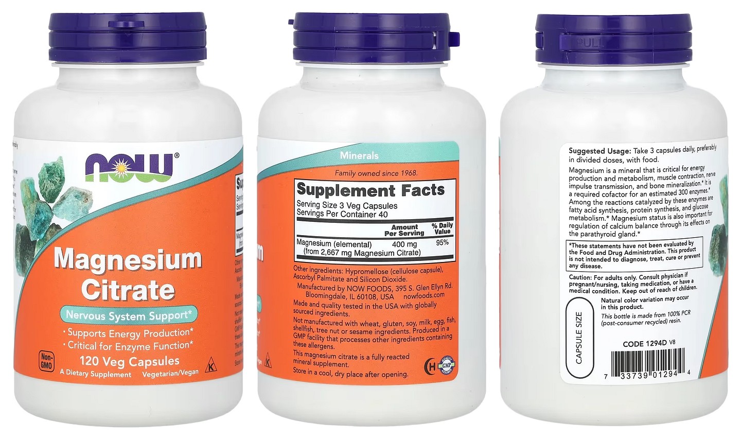 NOW Foods, Magnesium Citrate packaging