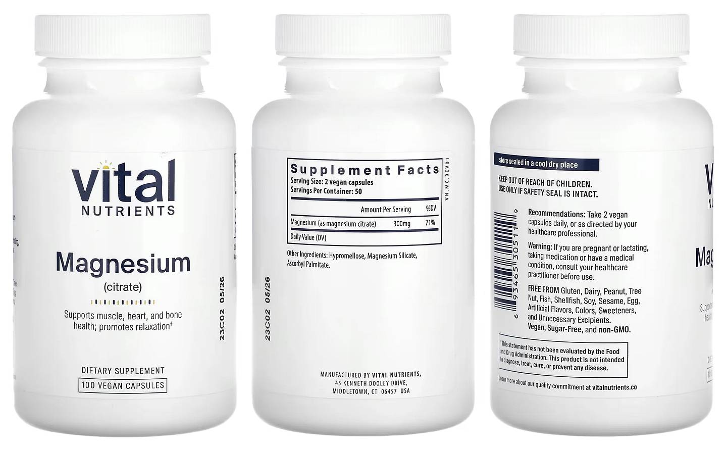 Vital Nutrients, Magnesium (Citrate) packaging